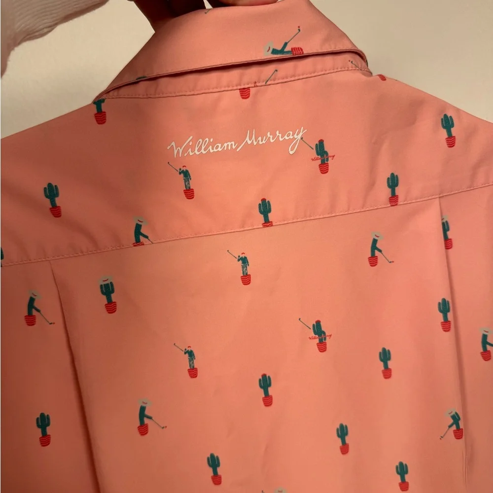 William Murray Golf Tito's Vodka Shirt coral‎ Cactus Men’s Sz XL